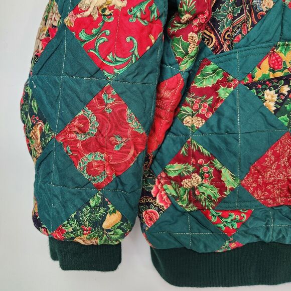 VTG Quilt Coat Holiday Event Piece Art To Wear Festive Chunky Christmas‎ Chore - Picture 4 of 16